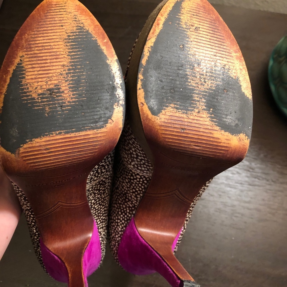 Enzo Angiolini Calf Hair Suede Platform Peep Toe Pumps - Picture 5 of 8